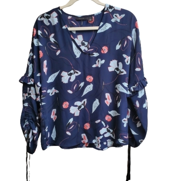 Halogen Cinch Sleeved Floral Top XS - Picture 1 of 5